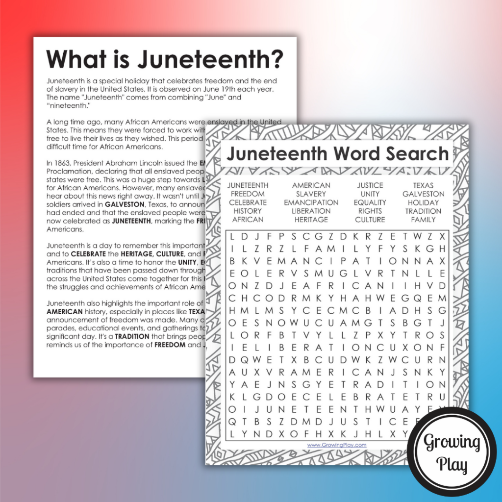 Printable Juneteenth Word Search A Fun And Educational Activity To