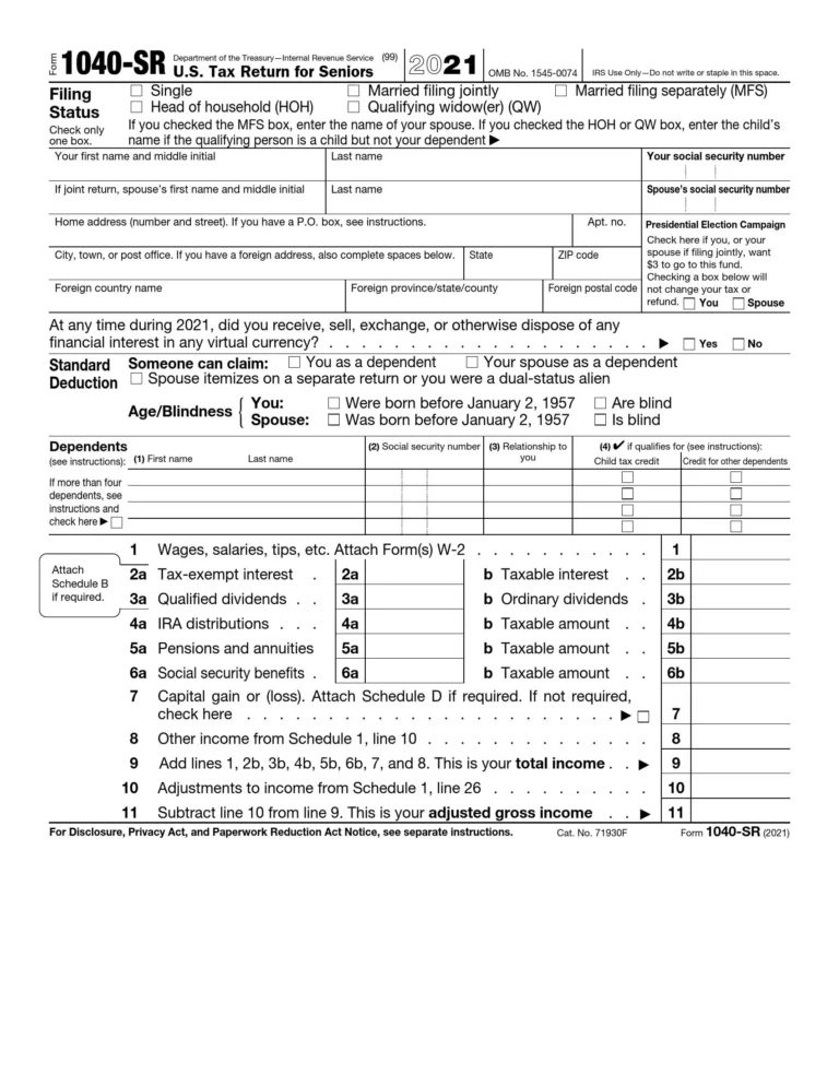 1040 Sr Printable Form: A Comprehensive Guide for Taxpayers