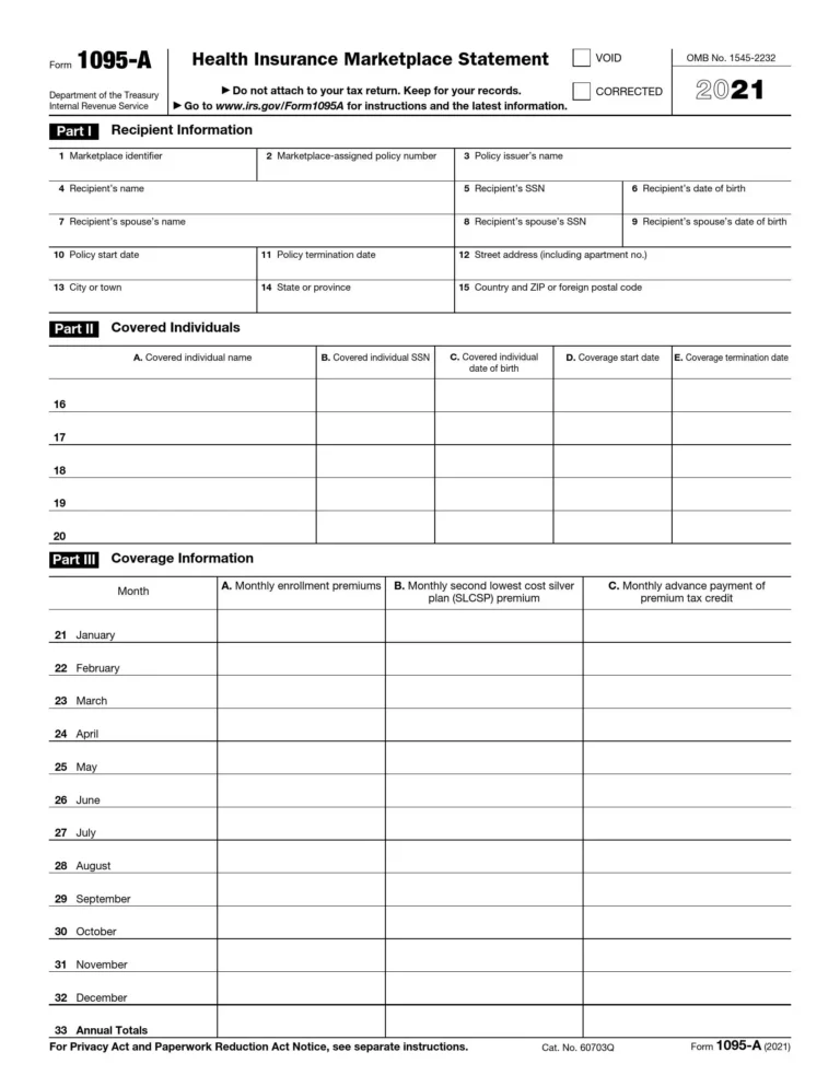1095-A Printable Form: A Comprehensive Guide for Individuals and Employers