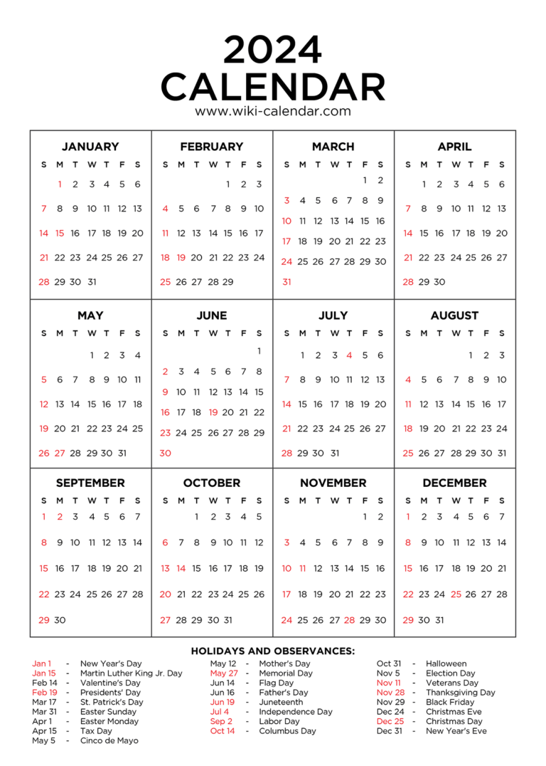 2024 Printable Calendar With Holidays: Your Essential Guide