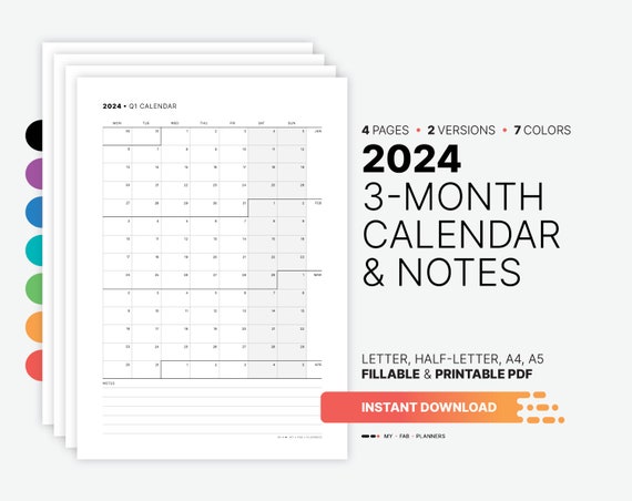 3 Month Calendar Printable 2024: Your Essential Planning Tool