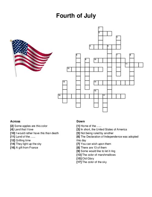 4th of July Crossword Printable: A Festive Puzzle for Independence Day