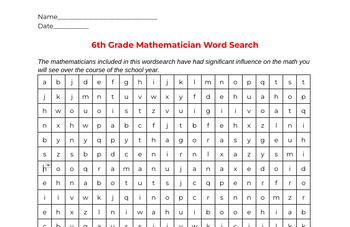 6th Grade Math Word Search Printable: Engage and Educate Young Mathematicians