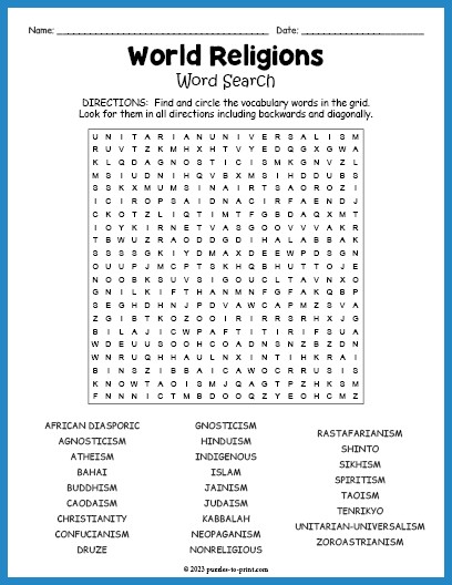 6th Grade Social Studies Word Search Printable