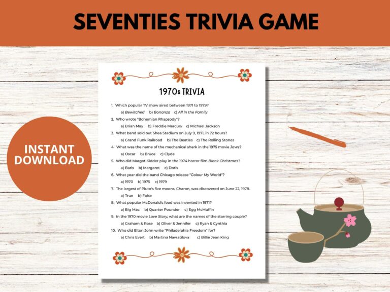 70s Trivia Questions And Answers Printable: A Nostalgic Journey