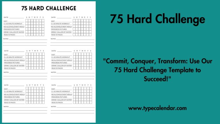 75 Hard Calendar Printable: Your Guide to Unlocking Discipline and Success