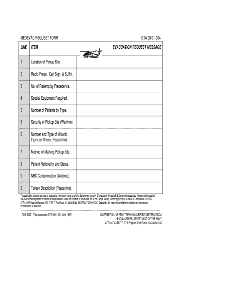 9 Line Medevac Card Printable: A Vital Tool for Efficient Evacuations