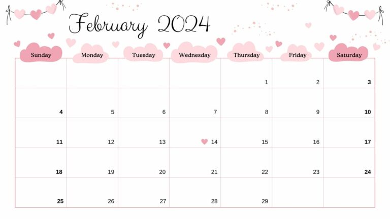 A Printable Calendar February 2024: Plan Your Month with Style