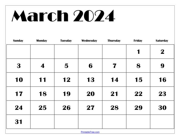 A Printable Calendar March 2024: Your Essential Planning Tool