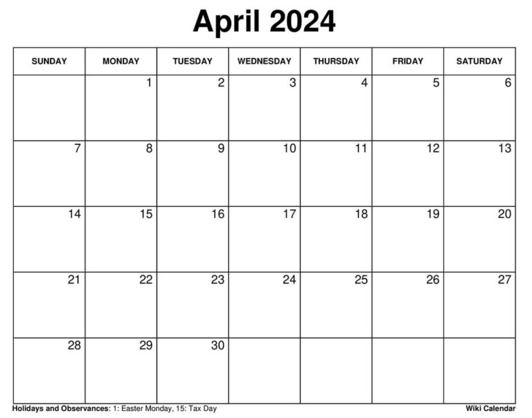 April 2024 Calendar Printable: Your Essential Planning Tool