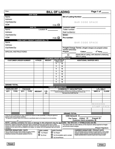 Bill Of Lading Printable Form: A Comprehensive Guide