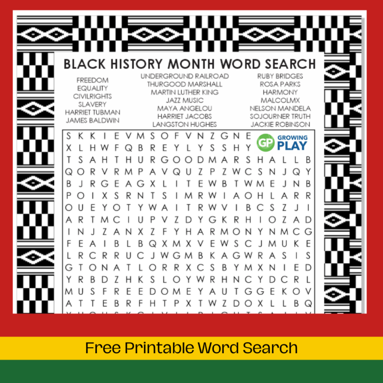 Black History Month Printable Word Search: Celebrate and Learn