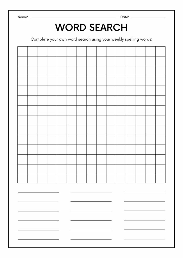 Blank Free Printable Word Search Template PDF: The Ultimate Guide