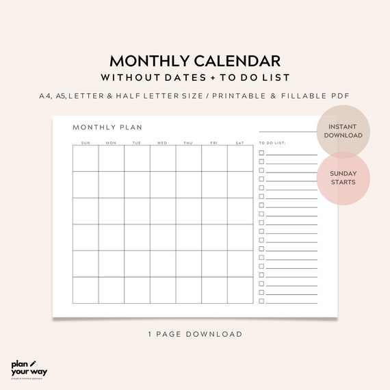 Blank Monthly Calendar Printable: A Guide to Organization and Efficiency