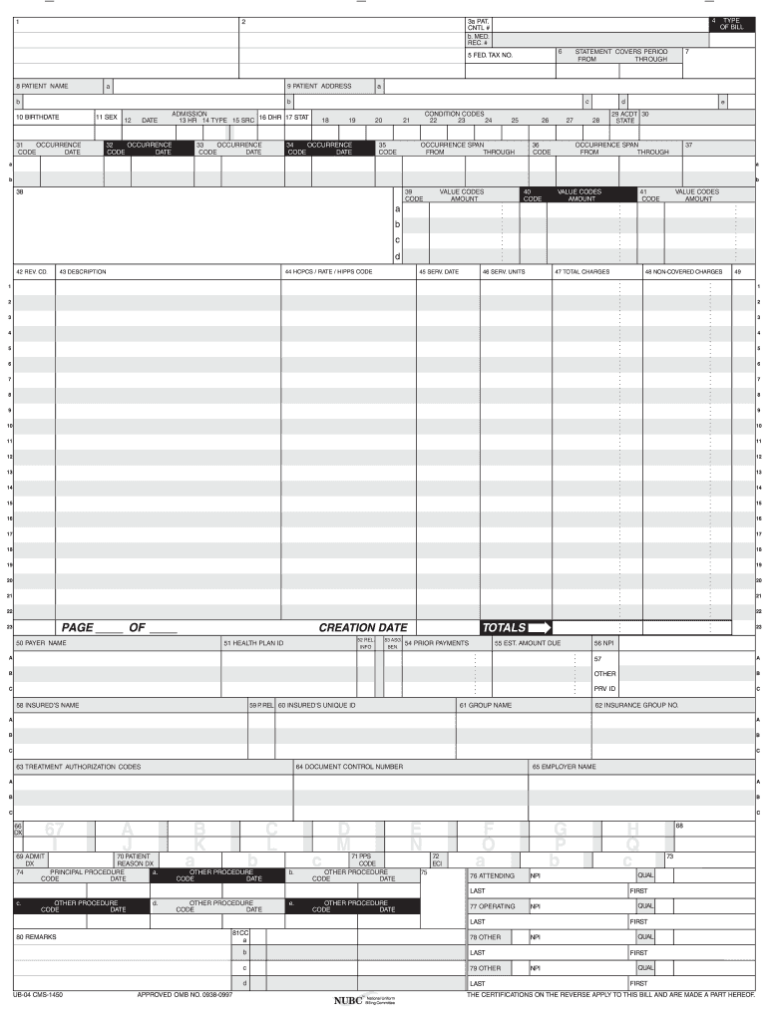 Blank Ub 04 Form Printable: A Comprehensive Guide
