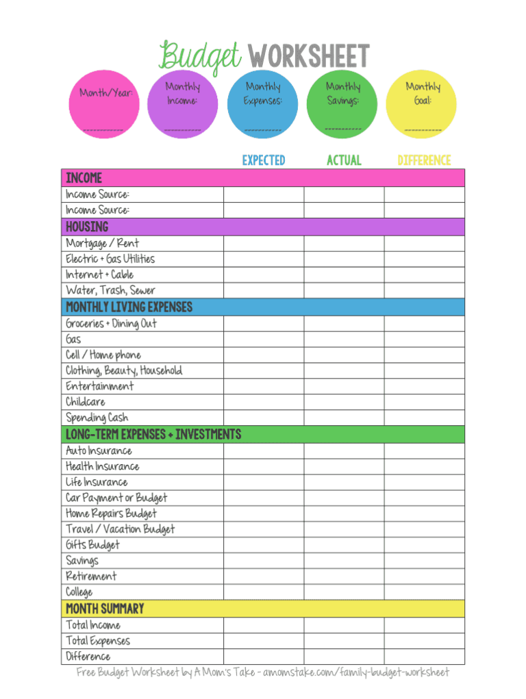 Budget Printable Worksheet: Your Guide to Financial Control