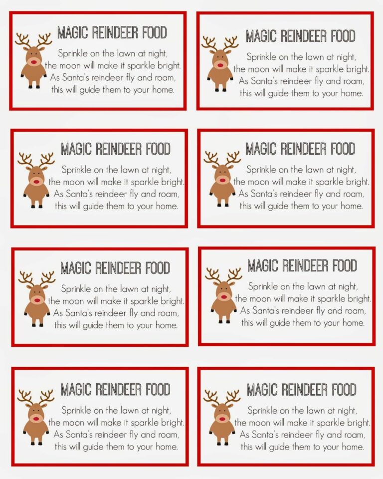 Captivating Reindeer Food Printable Labels: A Guide to Festive Magic
