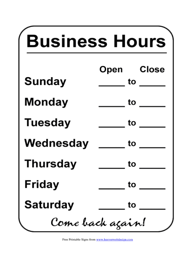 Create a Professional Printable Hours of Operation Template in Minutes