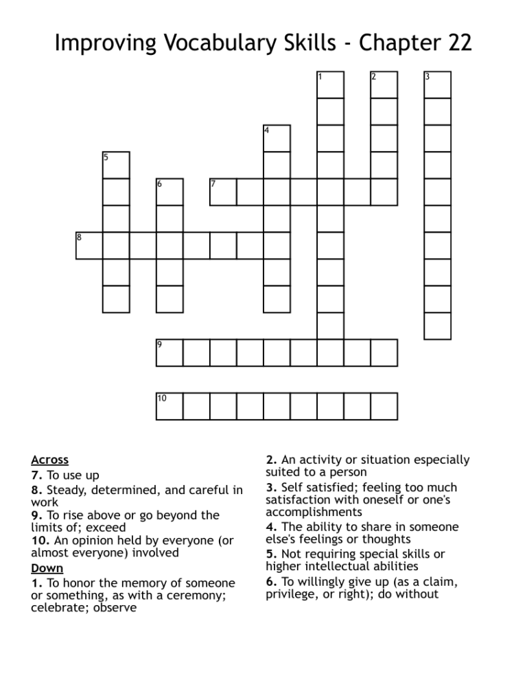 Crossword Puzzle Year 4 Printable: Enhance Vocabulary and Cognitive Skills