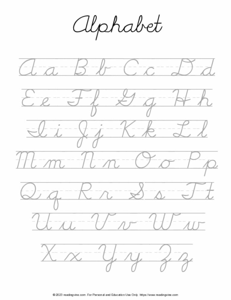 Cursive Alphabet Printable Worksheet: A Comprehensive Guide for Mastering Cursive Writing