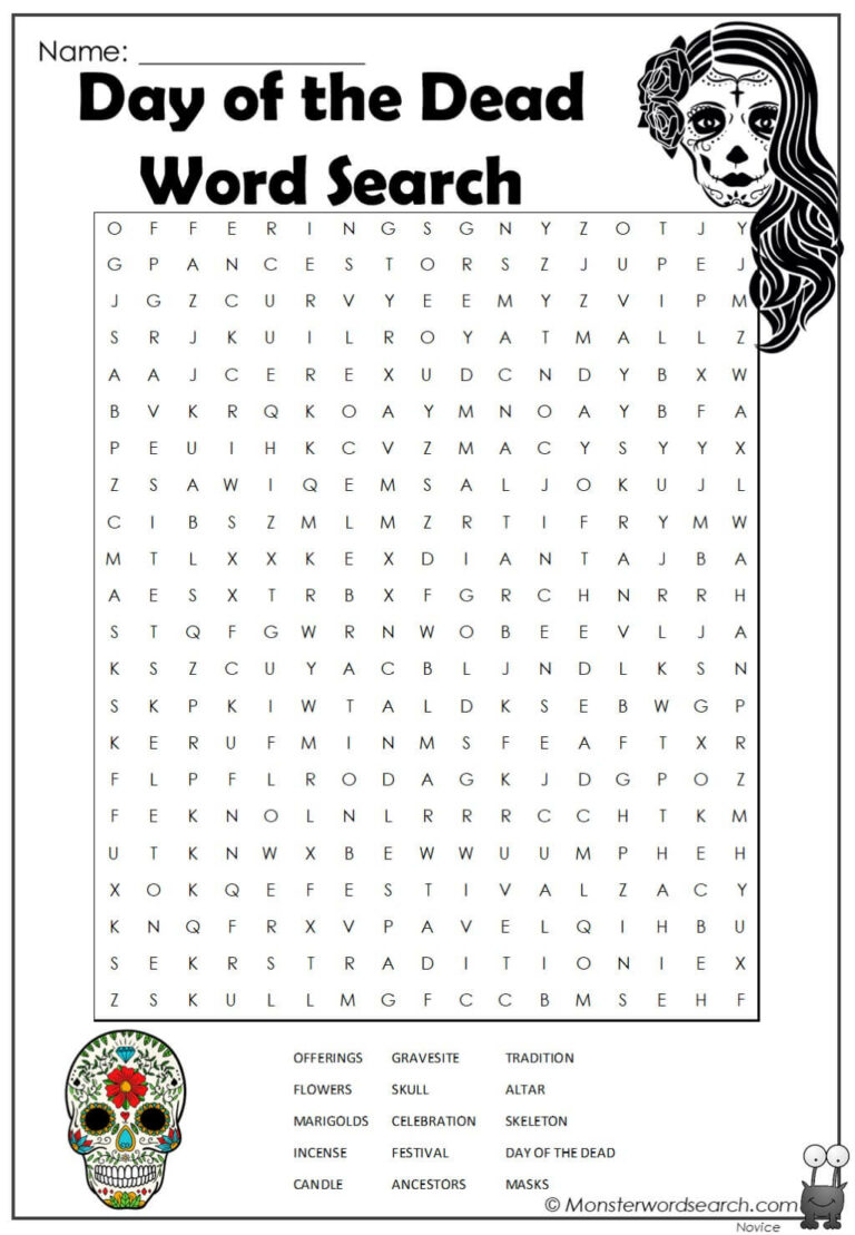 Day Of The Dead Word Search Printable: A Fun and Educational Activity for All Ages