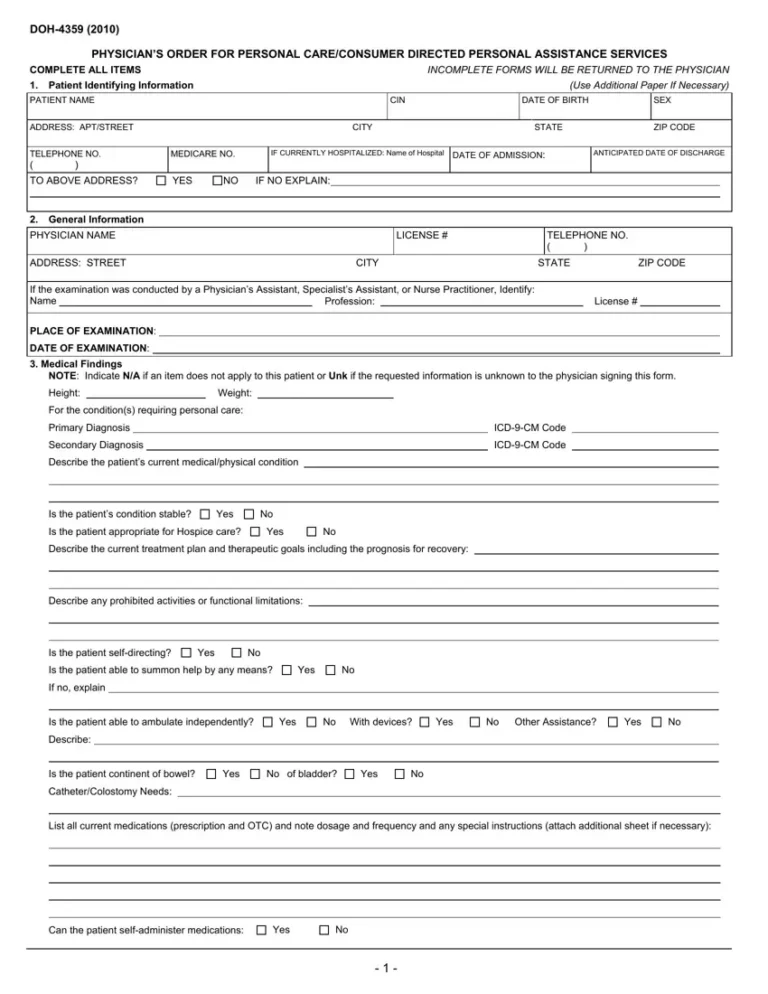 DOH 4359 Printable Form: A Comprehensive Guide