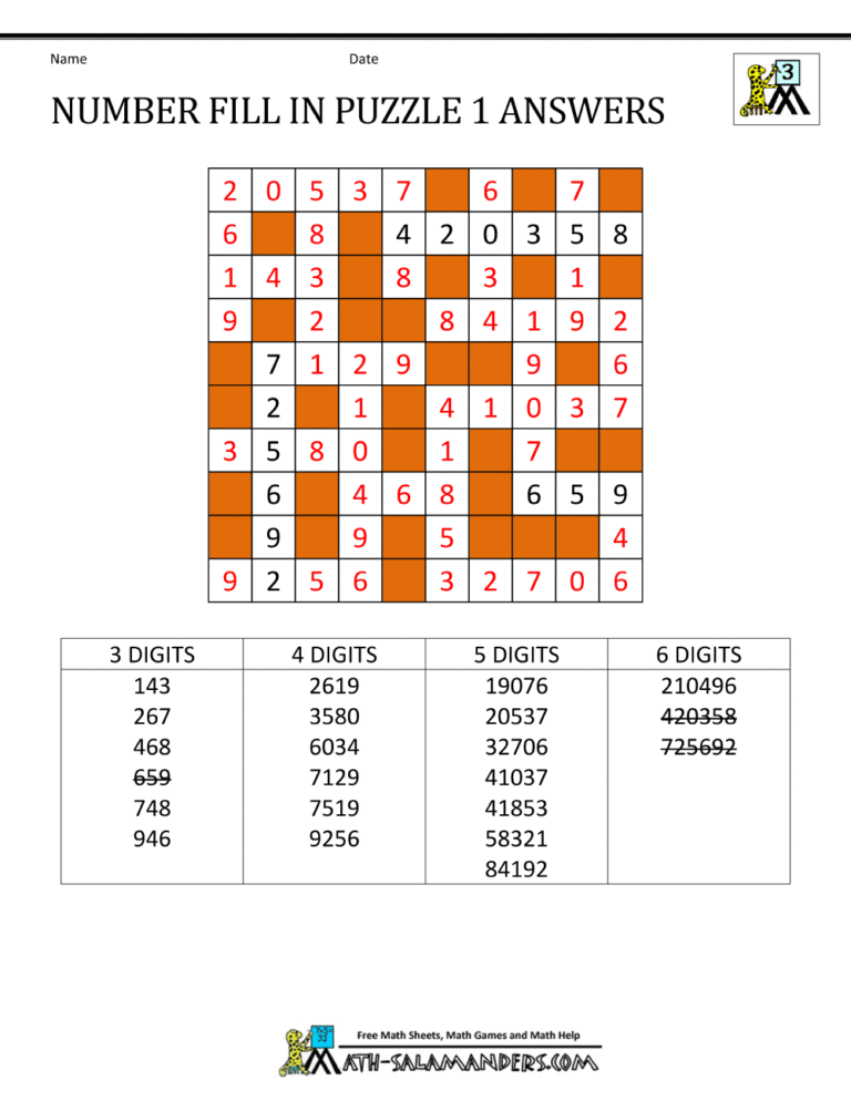Fill In Number Crossword Puzzles Printable: A Guide to Solving and Enjoying