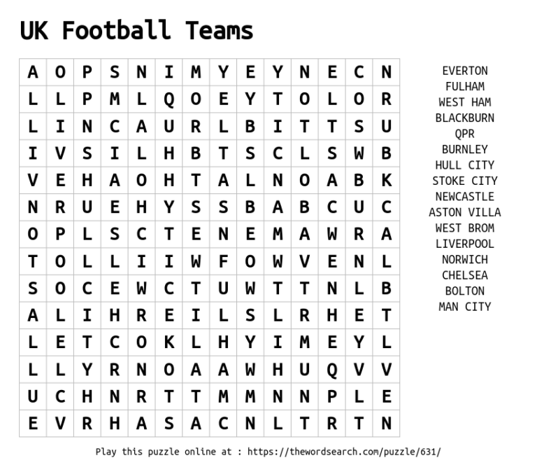 Football Word Search Printables: Unleash Your Inner Word Detective in the UK