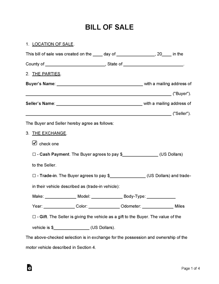 Free Bill Of Sale Printable Form: A Comprehensive Guide