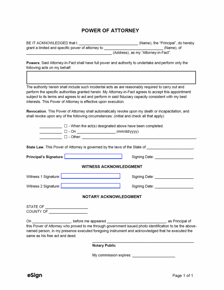Free Power of Attorney Printable Form: A Comprehensive Guide