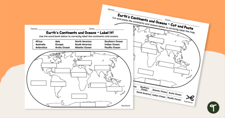 Free Printable Continents And Oceans Worksheet: An Educational Resource for Students