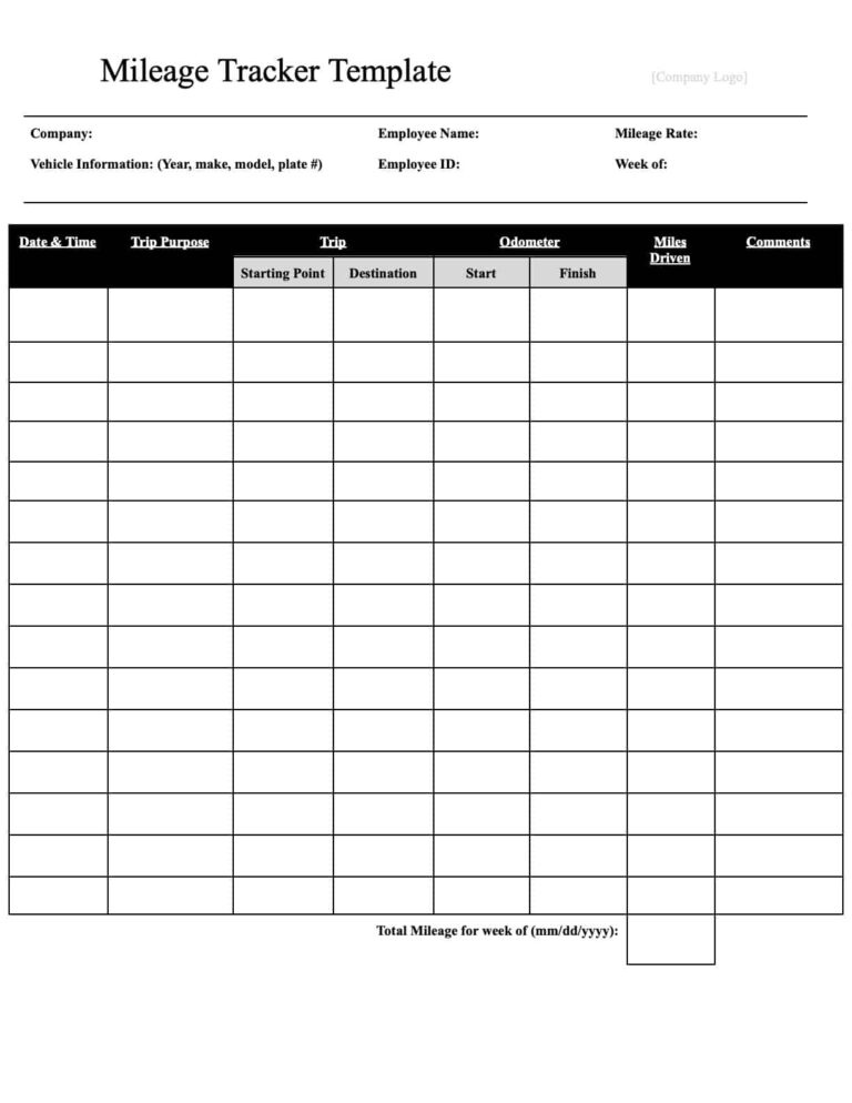 Free Printable Mileage Log Form: Track Your Miles Accurately and Effortlessly