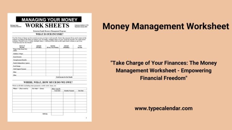 Free Printable Money Template: A Comprehensive Guide for Financial Management