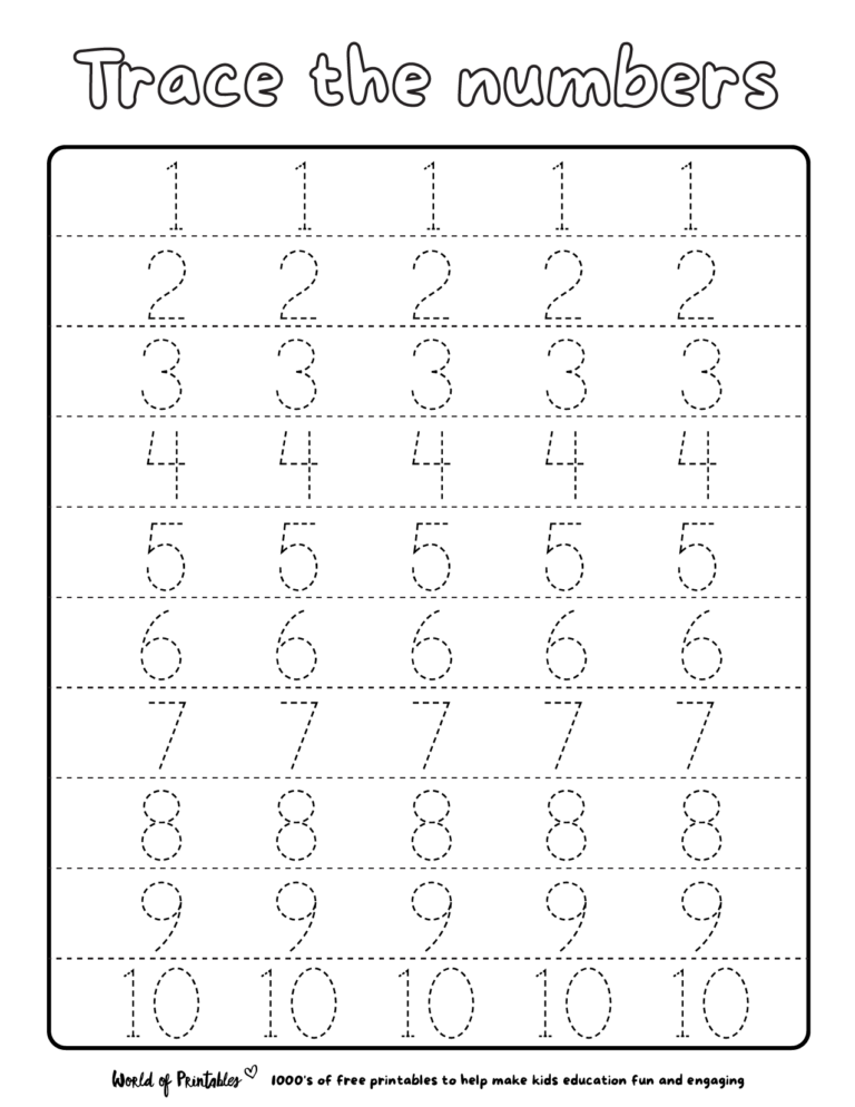 Free Printable Tracing Numbers 1-10: A Fun and Educational Resource for Early Learners