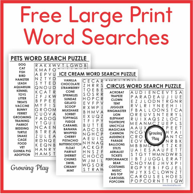 Free Printable Word Search Large Print: Enhance Your Cognitive Skills
