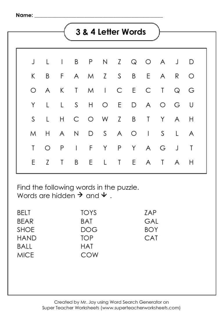 Free Printable Word Search Maker with Answer Key