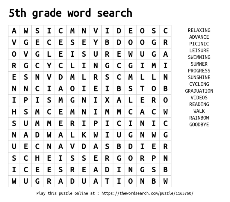 Free Printable Word Search Puzzles For 5th Graders: Unlock Learning and Entertainment