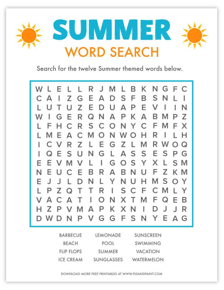 Free Printable Word Search Summer: A Fun and Educational Activity for All Ages