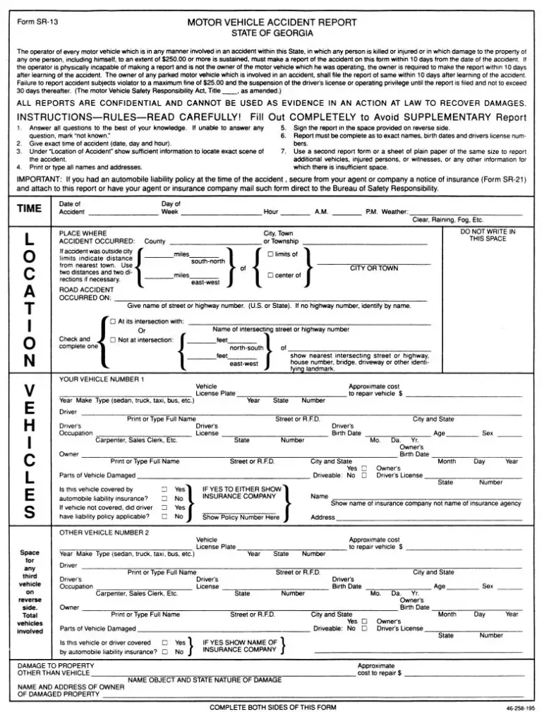 Ga Sr 13 Printable Form: A Comprehensive Guide
