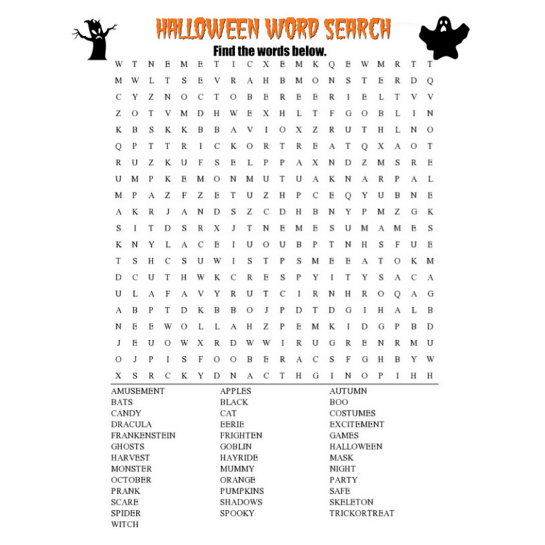 Halloween Word Search Printable: A Spooky and Educational Delight