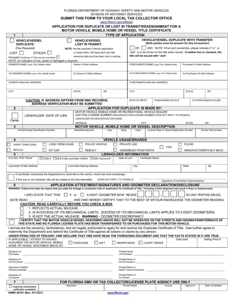 HSMV 82101 Printable Form: A Comprehensive Guide