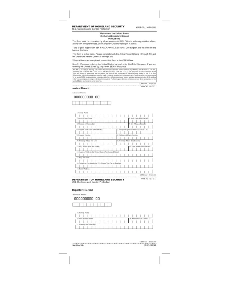 I-94 Printable Form: A Comprehensive Guide to Completing and Understanding