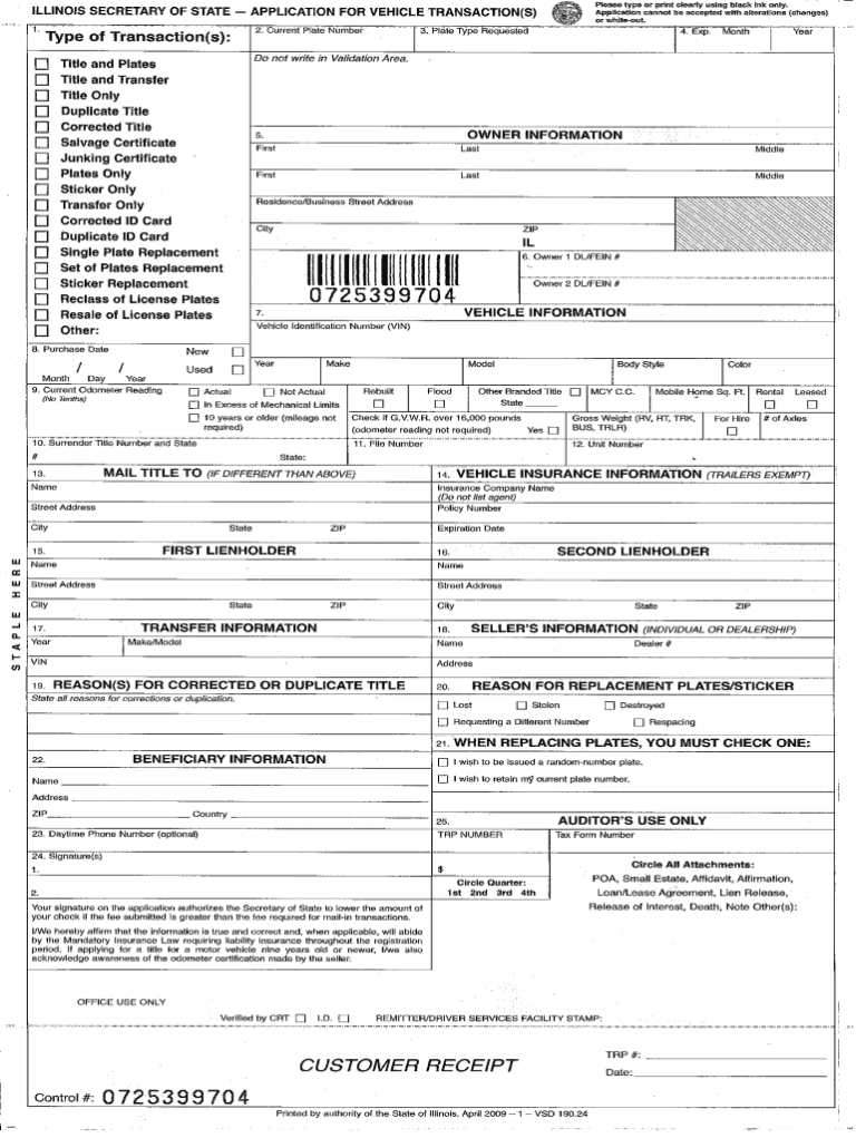 Illinois VSD 190 Printable Form: A Comprehensive Guide