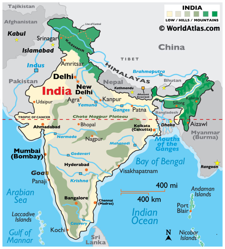 India Physical Map Printable: An Overview of the Nation’s Geography