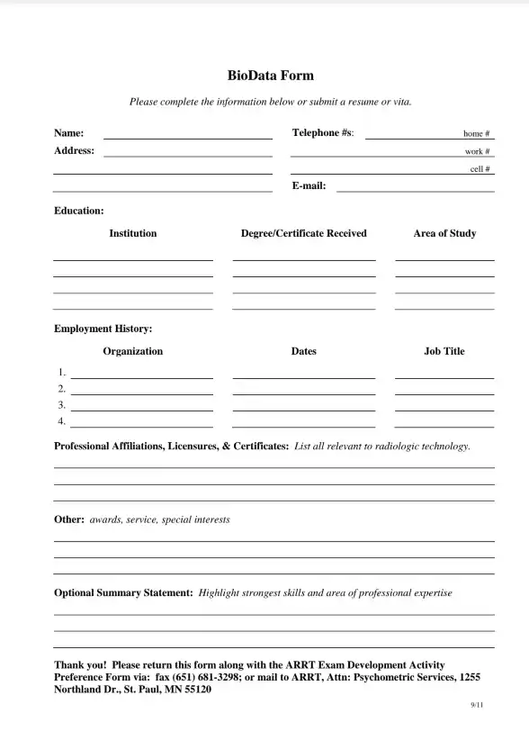 Job Downloadable Printable Biodata Form PDF: A Comprehensive Guide