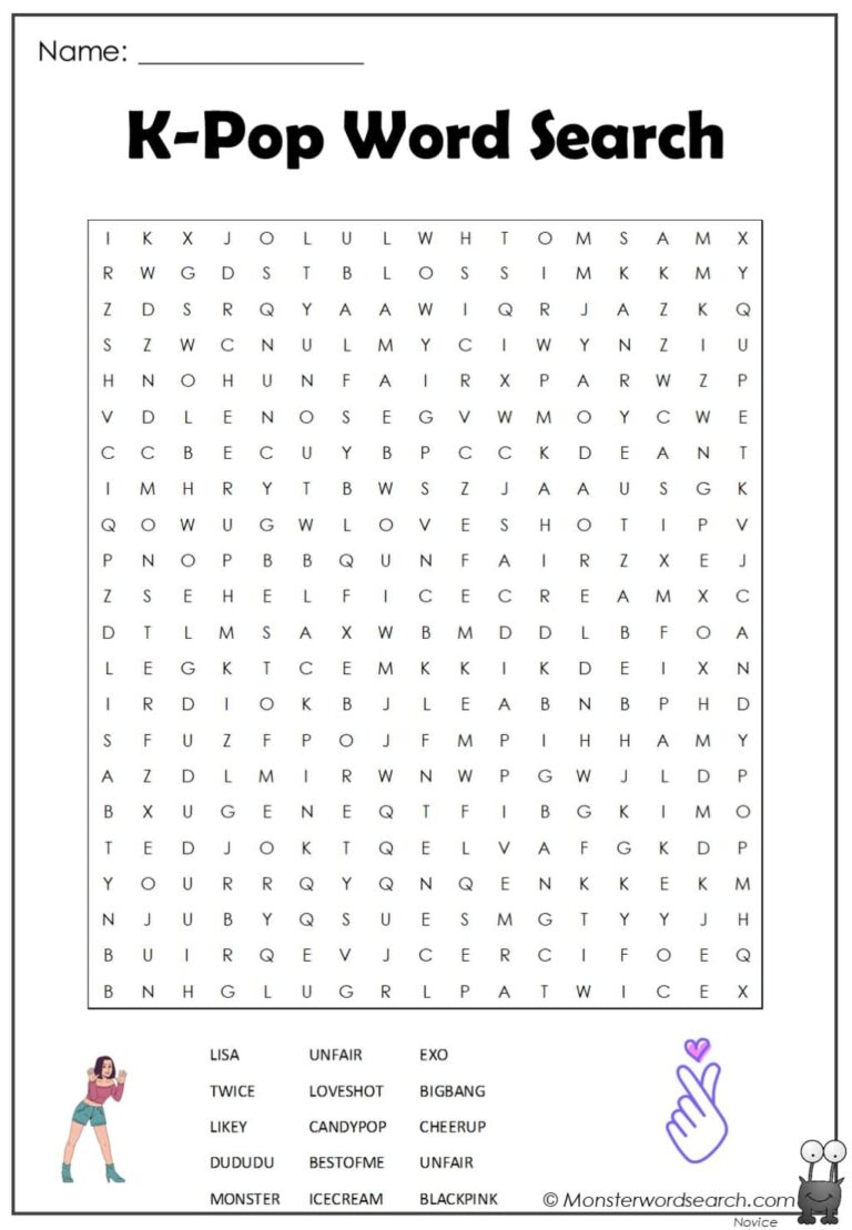Kpop Word Search Printable: A Fun and Educational Way to Explore Korean Culture