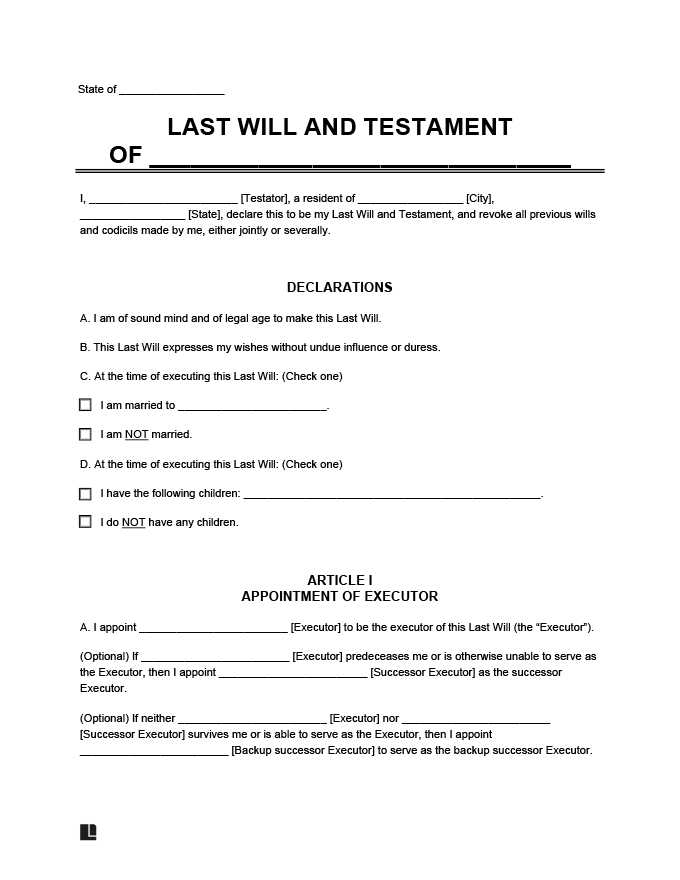 Last Will And Testament Free Printable Form: A Comprehensive Guide