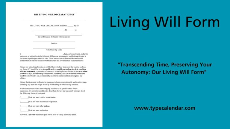 Living Will Printable Form: A Comprehensive Guide to Creating Your End-of-Life Directives