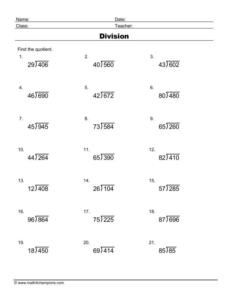 Long Division Printable Worksheet: A Comprehensive Guide for Enhanced Math Proficiency