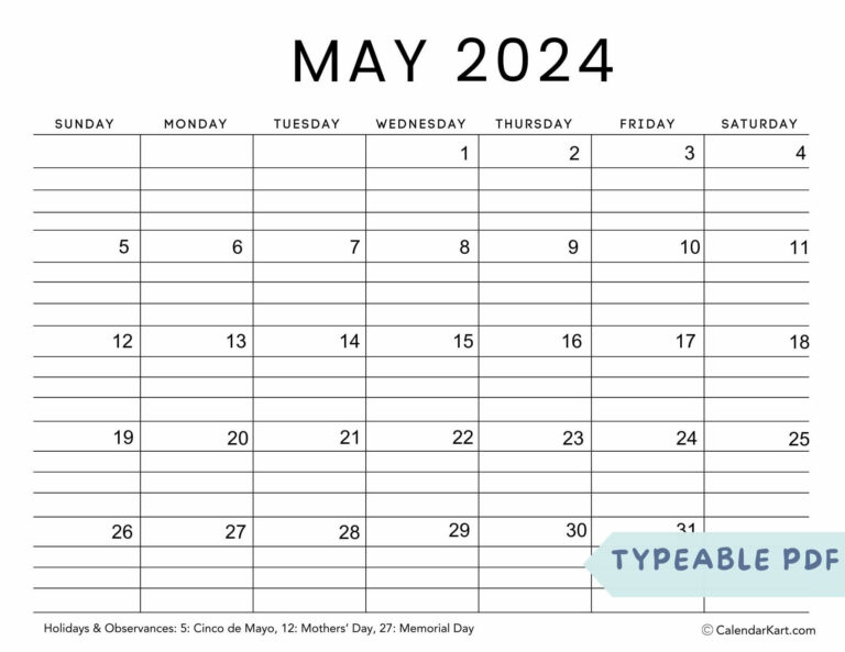 May 2024 Calendar Printable: Your Essential Planning Companion